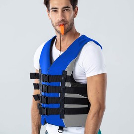 Leader Accessories Adult Universal Personal Flotation Device USCG Approved Life Jacket Vest (Blue, 2XL)