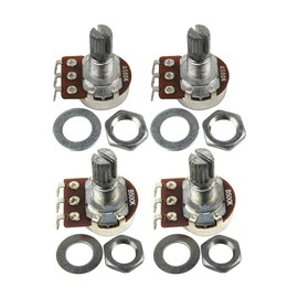 FLEOR A500K+B500K Small Guitar Pot, 18 Spline Short Split Shaft Audio Taper Potentiometer, Pack of 4