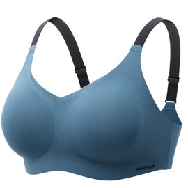 COMFELIE Smooth Seamless Bras Full Coverage Cozy Convertible Bra with Bra Extender for Women Nordic Blue Large