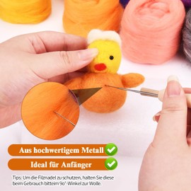 Felting Needles for Dry Felting, 3 Sizes Felting Needles with 3 Pieces Felt Wooden Handle Tool 3 Clear Bottles, Needle Felting Set Made of Wood, Felt Needle for Beginners, Felting Needles for Dry