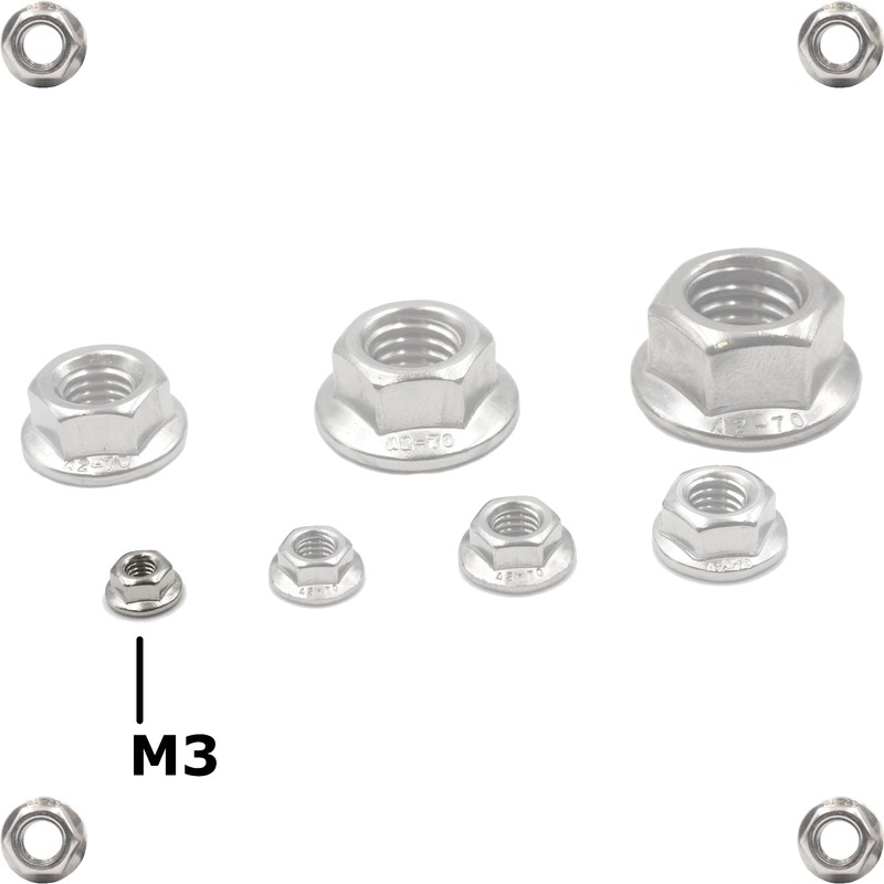 Sperrzahnmuttern M3 Edelstahl A2 / V2A - DIN 6923 -