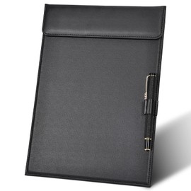 GORESE Clipboard A4 Leather Writing Board A4 Clipboard Folder Clipboard Menu with Magnetic Clip and Pen Clip for Conference Folder Office Classroom Restaurant Bar Café
