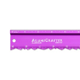 Alumicolor AlumiCrafter Straight Edge Metal Ruler with Unique Deckle Edge, Purple, 18 Inch