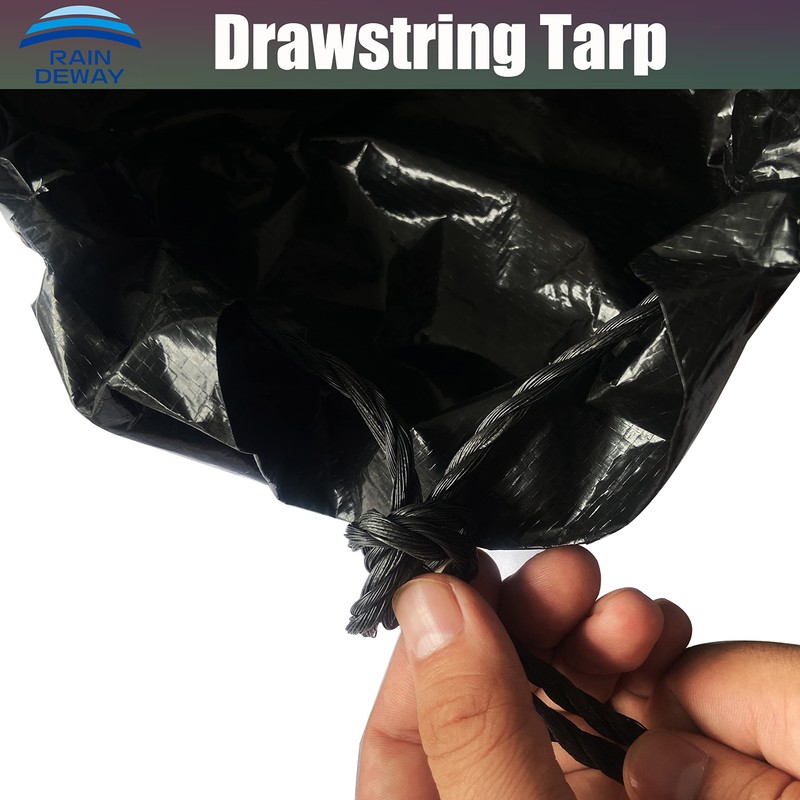 RAINDEWAY Drawstring Tarp 6x6 Feet (2pack), 9 mil Black Poly
