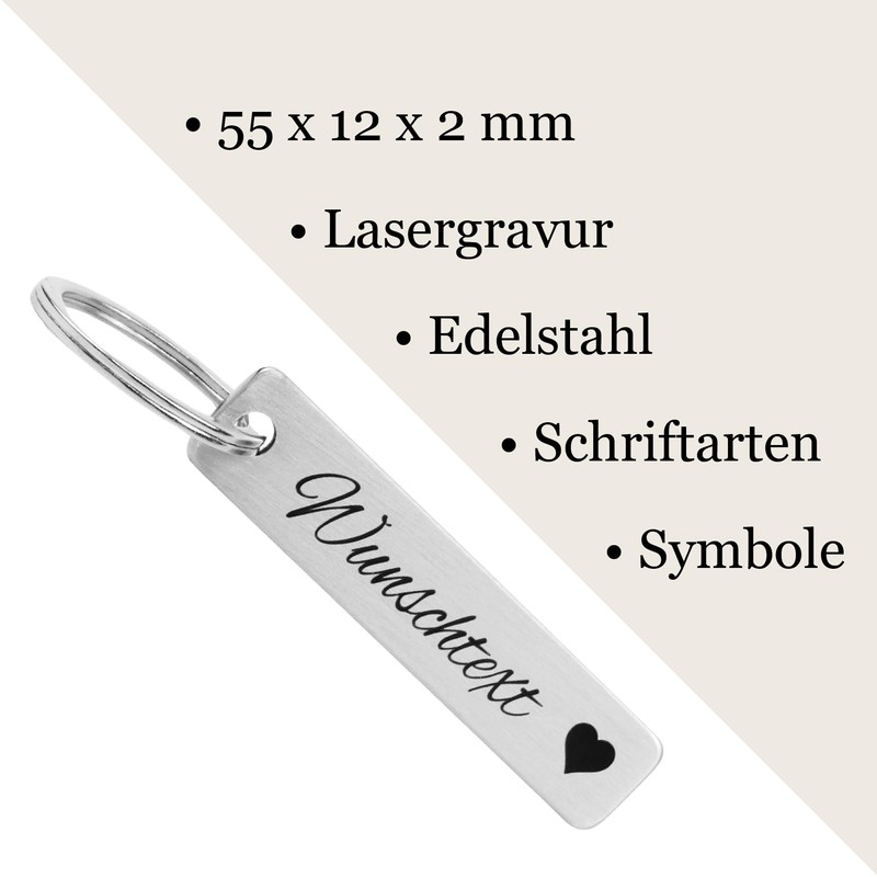 Keyring with Engraving, Stainless Steel, Keyring with Name, Gift for