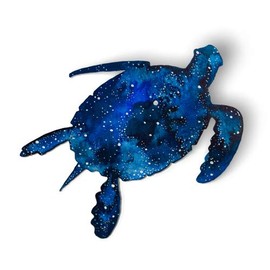 Squiddy Sea Turtle - Artistic Blue Sealife Ocean Beach Theme - Vinyl Sticker for Car, Laptop, Notebook (4" Wide)