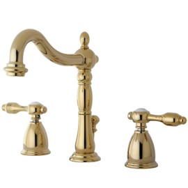 Kingston Brass KB1972TAL Tudor Widespread Lavatory Faucet With ABS/Brass Pop-Up, Polished Brass, 6-1/2 inch in Spout Reach, Polished Brass