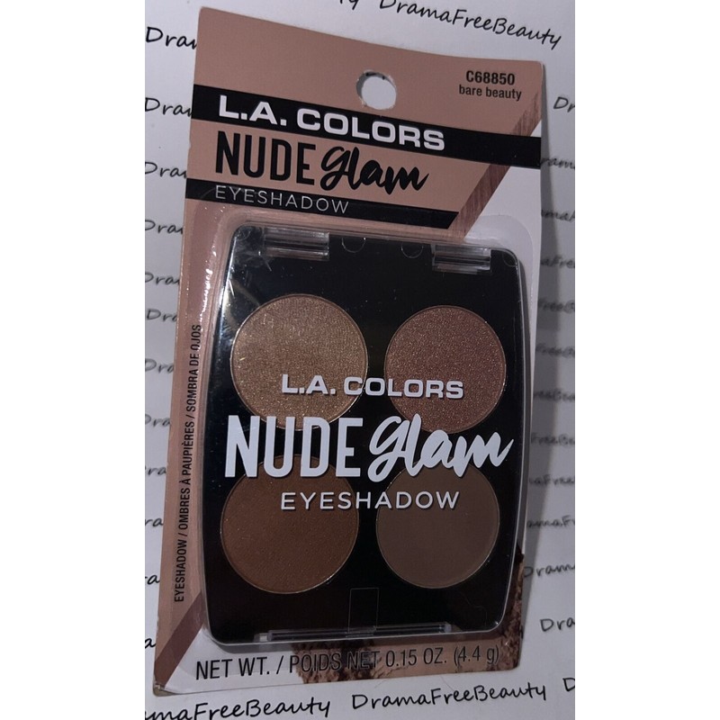 L.A. Colors NUDE Glam Eyeshadow Quad Palette C68850 ~BARE BEAUTY~