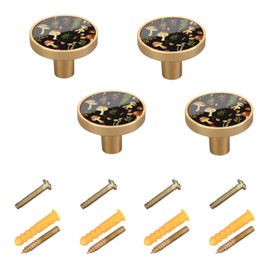 YETTASBIN Forest Mushroom Cabinet Knobs 4 Pack, Round Drawer Dresser Pulls Handles Knobs, 1-1/4 Inch Kitchen Cabinet Hardware Knobs for Door, Closet Home Office Furniture Decor