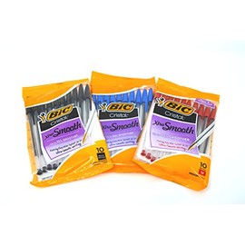 Bic Cristal Stic Medium Ballpoint Pen - Black/Blue/Red (Pack of 30)