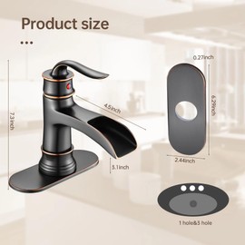 FRANSITON Waterfall Faucet Bathroom Faucet Single Handle One Hole Oil Rubbed Bronze Finish Large Spout Lavatory Faucets Oil Rubbed Bronze