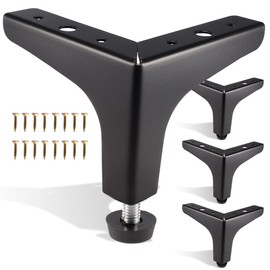 Furniture Legs 4 inches, Set of 4 Triangle Furniture Feet Modern Style Furniture Sofa Legs, Heavy Duty DIY Replacement Black Legs for Table Cabinet Cupboard Sofa Couch Chair