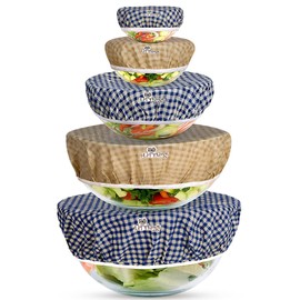 Li'l Things Eco-friendly Beeswax Bowl Covers | Improved Beeswax Coating | Elastic Food Storage Covers | Reusable covers For Food, Fruits and Leftover | 5 Sizes | 3 Different Themes | Checkered Plaid