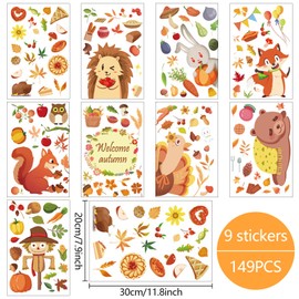 149 Stück Herbstdeko Fenster, Herbst Dekoration, Fensterbilder Herbst, Fenstersticker, Herbst Deko, Fensterbilder Herbst Kinder, Fenstersticker Herbstdeko für Erntedankfest Party Herbst Saisonale