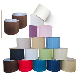 Royal Designs, Inc. Lampshades Set of 2 Drum Lamp Shade, Medium Fabric Lampshade, 13 x 13 x 10 in (Top x Bottom x Height), Brown - Pack of 2, Easy Assembly Required