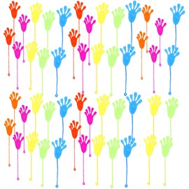 50 Pcs Sticky Hands Toys, Colorful Kids Party Favors Easter Egg Fillers Goodie Bag Stuffers Hands Stretchy Climbing Sticky Toys Slap Hands for Kids Children Novelty Funny Birthday (Random Color)