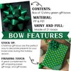 MEEDEE 4.5 inch Green Linear Glitter Gift Bow Self Adhesive