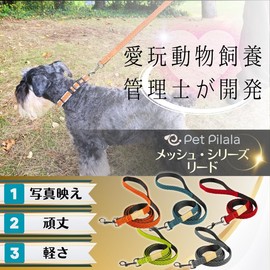 Pet Pilala Dog Leash, Photogenic, Simple, 3D Mesh Material, Lightweight, Durable, Small Dogs, Medium Dogs, Training, Training, 3.8 ft (1.2 m) (Developed by Pet Animal Care Administrators) (Red, S)