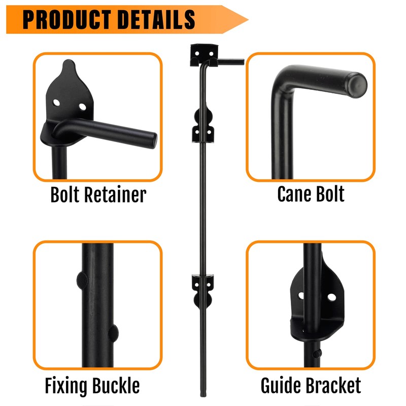 DJSUNPACKING 12" Heavy Duty Cane Bolt Gate Drop Rod-Steel Gate