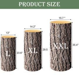 SaitiMade Set of 3 - Wood Cylinder Pedestal Stand Covers, Spandex Wooden Texture Cylinder Stand Covers for Party, Wedding or Birthday Event Decor - Only Contains Cylinder Covers