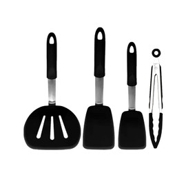 OFYW·JIAMAI 4-Pack Spatula Set for Cooking.Flexible Spatula 600°F Heat Resistant.The rubber spatula of a non-stick pan is used for frying eggs,fish and pancakes (Black).