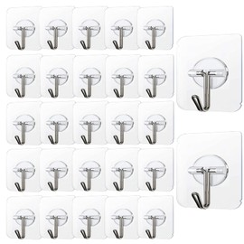 Adhesive Hooks 40 Pack 22lb(Max) Adhesive Wall Hooks, Heavy Duty Self Adhesive Hooks for Kitchens, Bathroom, Office by COLOGO
