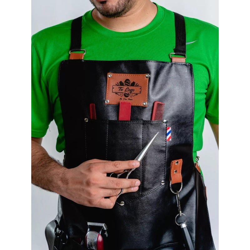 Don Pablo Mandil Para Barbero Personalizado Con Láser En Curpiel