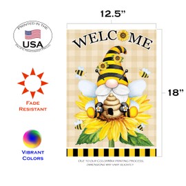 Toland Home Garden 1112689 Hive Hat Gnome Spring Flag, Double Sided for Outdoor Summer House Yard Decoration