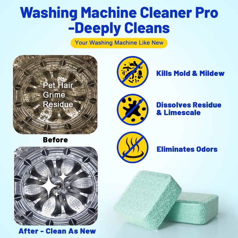 Nunemosk Washing Machine Cleaner -15 Pack, Formulated for Pet Owners