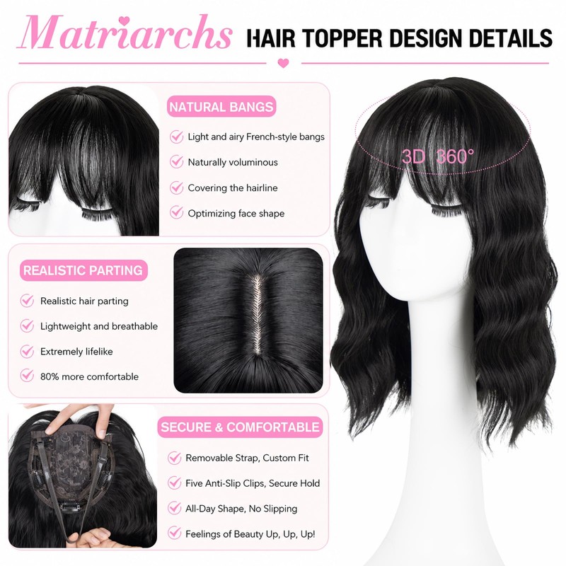 Hair Toppers for Women 16 Inch Synthetic Lightweight Natural
