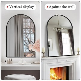 Minuover 28" x 36" Black Arched Mirror, Large Arch Bathroom Wall Mirror, Metal Frame Arched Top Bathroom Vanity Mirror for Living Room, Bedroom, Entryway, Tempered Glass, Shatter Proof
