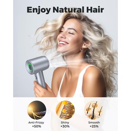 High-Speed Hair Dryer with 110,000RPM Brushless Motor for Fast Drying, Low Noise Blow Dryer with Touch Screen & LED Light Ring, 1500W Ionic Hair Dryer for Home and Travel, Magnetic Nozzle