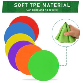 ZIECE 4.72inch 9inch Poly Spot Markers Non-Slip Rubber Floor Dots for Gym, 6/12/29 Pcs Flat Cones Agility Markers Poly Spots for Classroom Dance Sports Soccer Basketball Speed Agility Training