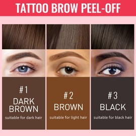 Vevivia 3PCS Eyebrow Tattoo Gel Peel Off 【Waterproof】【Long-lasting】【Smudge Proof】Eyebrow Gel for Women,DIY at Home,Christmas Day Gift Set(Dark brown+brown+black)​