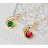 YONVUN Crystal Zircon Moon Heart Pendant Crescent Necklace | Plated