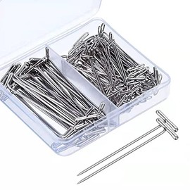 SHIJUNHE 150 Pack Wig T-pins in 2 Sizes Wig T-pins for Holding Wigs and Hair Extensions on Wig Head with Plastic Box for Blocking Knitting, Modelling and Crafts