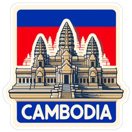Cambodia Sticker 4 Inch City Travel Souvenir Destination - Waterproof Vinyl Decal for Laptop Water Bottle Car Tumbler - Durable Aesthetic Long-Lasting Stickers for Adults ID44990