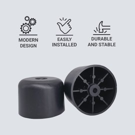 20 x Black Plastic Furniture Legs Height 35mm Round Diameter 50mm Screws Included (20 Pieces Height 35mm)