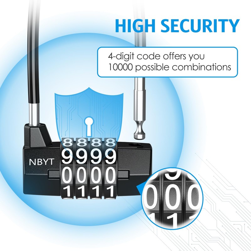 Brifit Combination Padlocks, Long Shackle Padlock with 4 Digit Code,