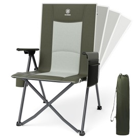 EVER ADVANCED Reclining Camping Chairs for Adult Lightweight, Portable Compact Folding Chair with Adjustable Back,4-Level Recliner Chairs, Lawn Chair for Patio Balcony, Supports 350lbs, Green