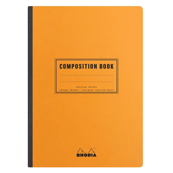 Rhodia Classic Composition Book, A5, Lined, 80 Sheets - Orange