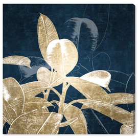 Wynwood Studio Floral and Botanical Wall Art Canvas Prints 'Indigo Flower Home Décor, 30 in x 30 in, Gold, Blue