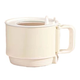 Electric Cooking Pot Quick Heating Mini Electric Cooker with Foldable Handle for Home Kitchen Beige US Plug 110V