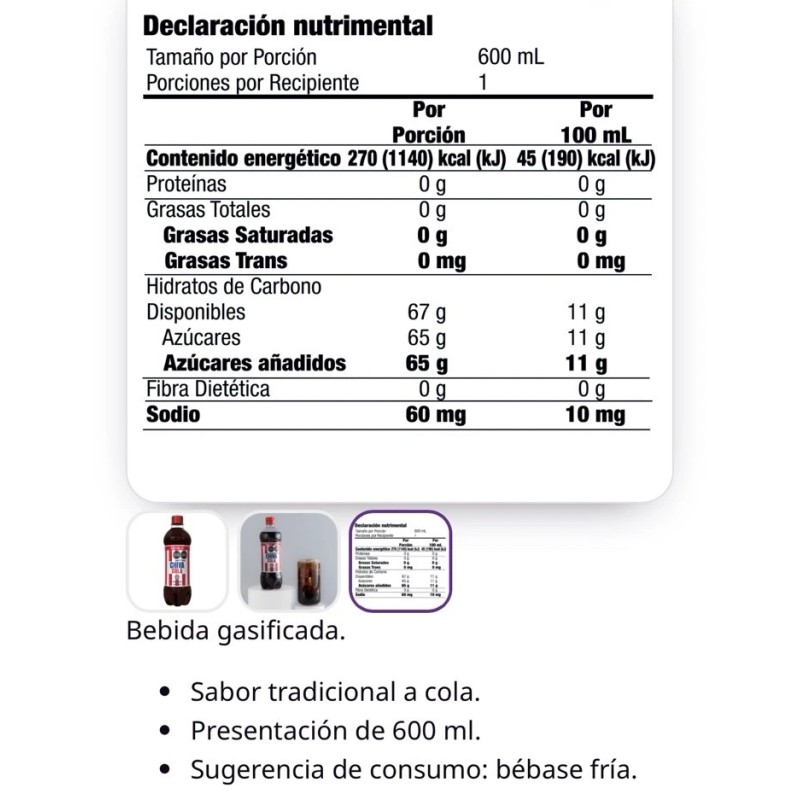 OMNILIFE CHIVA COLA SABOR TRADICIONAL 6 BOTTLES 600 ML Traditional