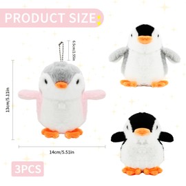 Small Stuffed Animals, 3 Pcs Penguin Plush Animal Toy with Bead Chain Mini Animal Plush Toy Perfect Party Favors and Classroom Prizes Goodie Bag Stuffers for kids