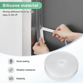 M METERXITY Weather Stripping Door Seal Strip, 1 Inch(25mm) Silicone 32.8 ft Draft Stopper for Windows Gaps/Shower Door, Sealing Sticker Tape [Transparent]