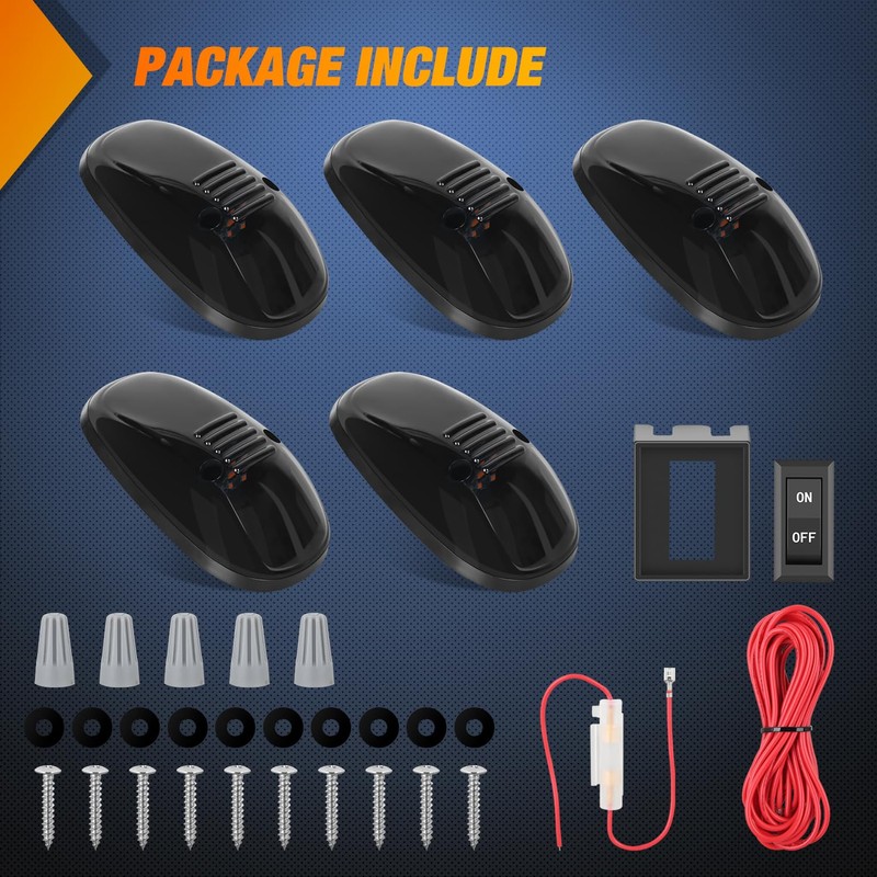 Nilight LED Cab Marker Lights 5 PCS 9 LED Smoke
