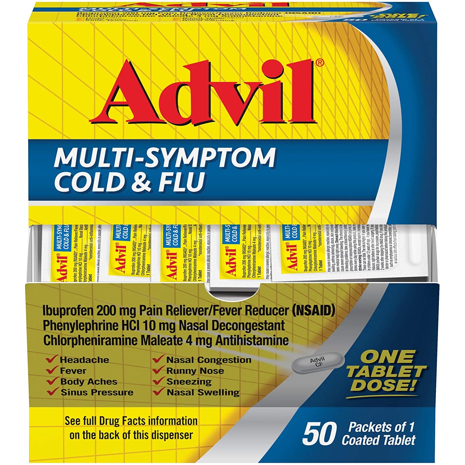 Advil MultiSymptom Cold and Flu, 200mg Ibuprofen, Pain and Fever