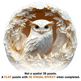 Wooden Puzzles for Adults - 3D Vision Effects Owl Wooden Jigsaw Puzzle - Unique Animal Shaped Wood Puzzles Adult - Creative Birthday Gift Family Game (100pcs)