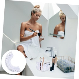 PACKOVE Cosmetic Makeup Brush Organizer Rack 8-Piece Holder for Makeup Tools Plastic Storage Box Adjustable Compartments for Vanity and Bathroom Use